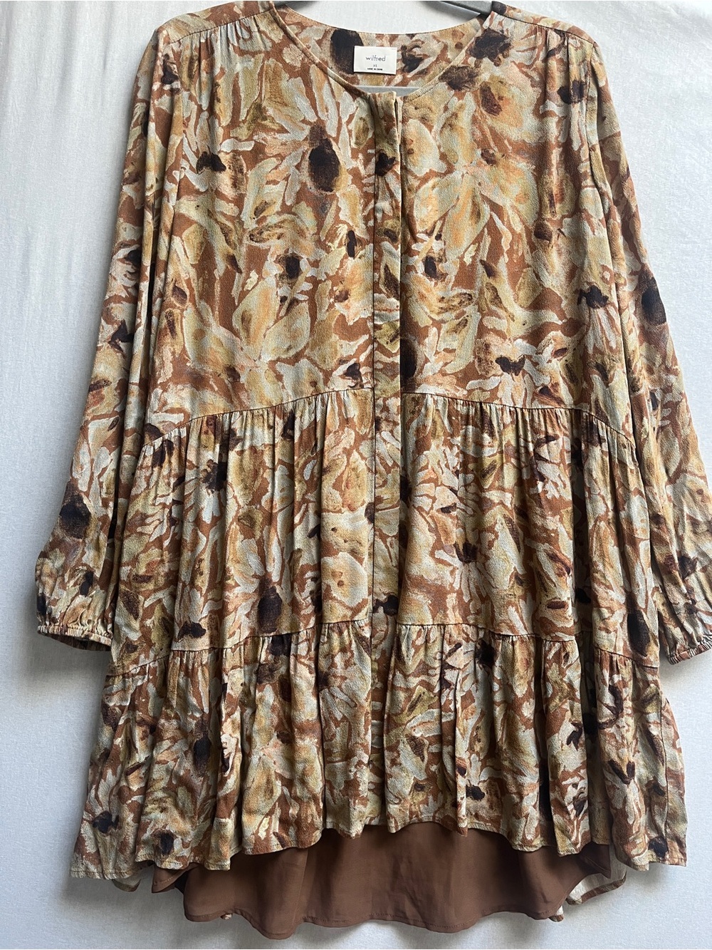 Wilfred Aritzia Barossa Tiered Long Sleeve Babydoll Shirt Dress XS - Picture 2 of 11